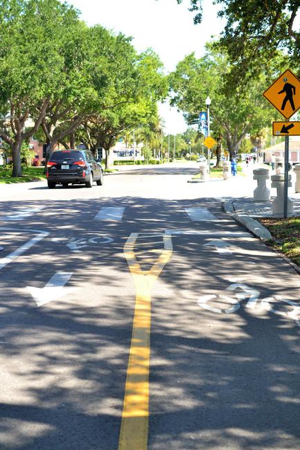 Downtown St Petersburg Florida is very bicycle friendly