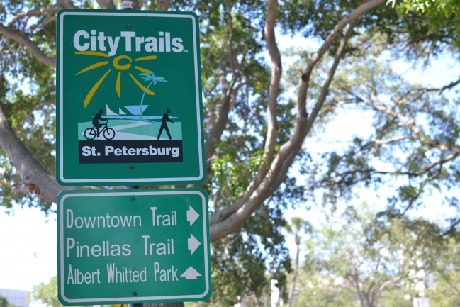 City Trails are located throughout Downtown St Petersburg making it a very bicycle and pedestrian friendly city