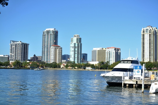 Views of Downtown St Petersburg from Demens Landing Park